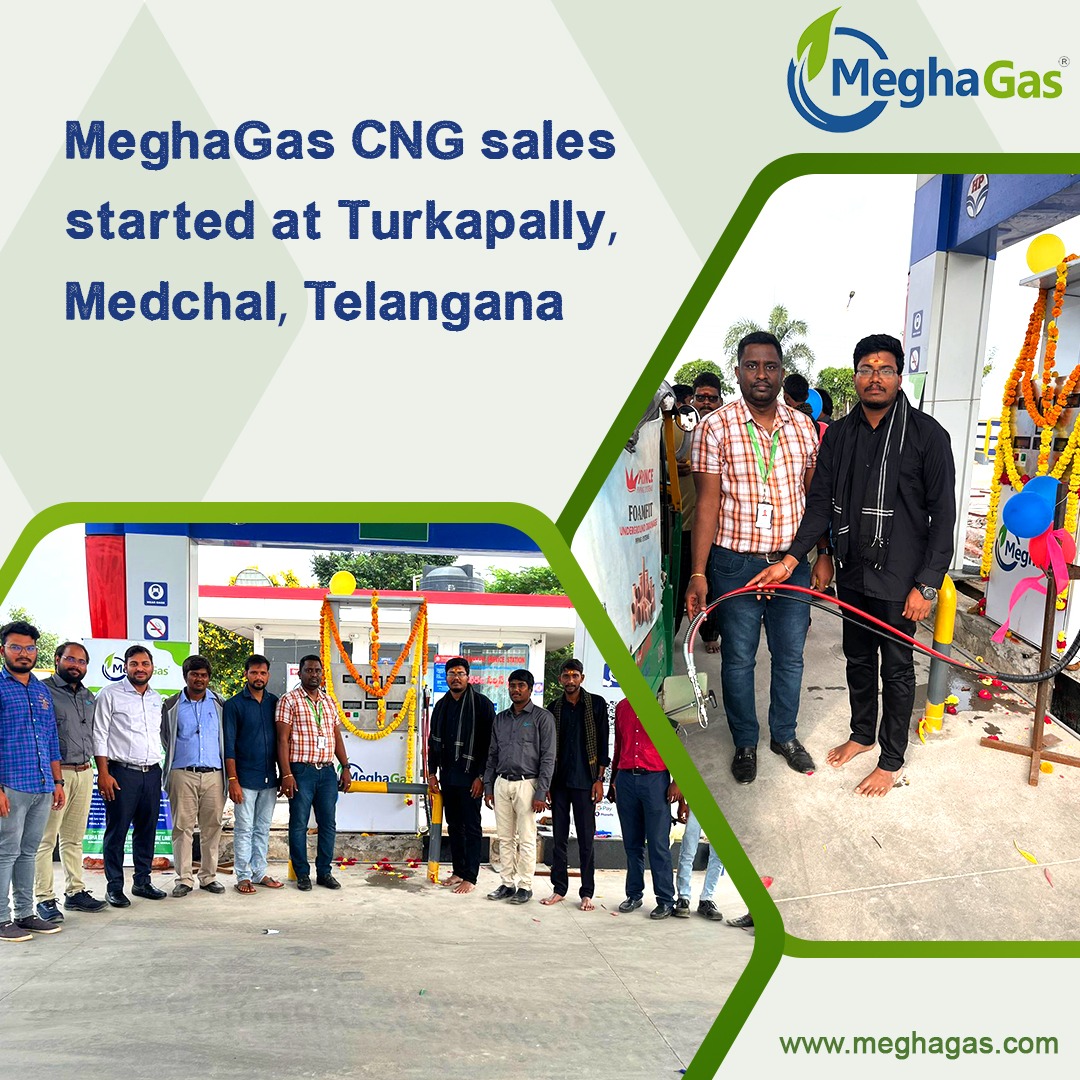 MeghaGas CNG sales started at Turkapally, Medchal, Telangana